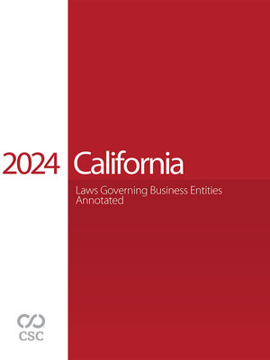 cover image of CSC California Laws Governing Business Entities Annotated
